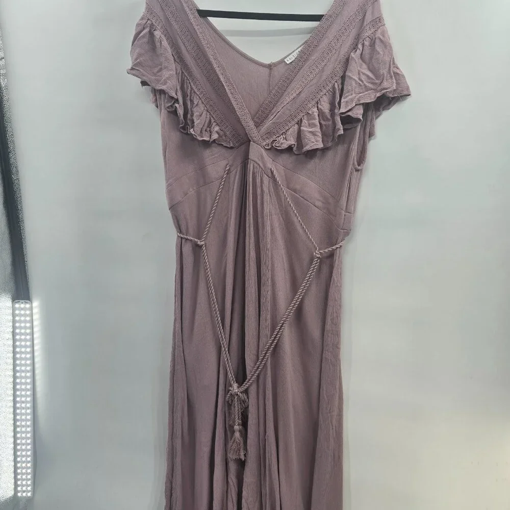 Baltic Born Light Purple Mauve Jennifer Deep V-Neck Tassel Belt Maxi Dress XXXL - Picture 2 of 14